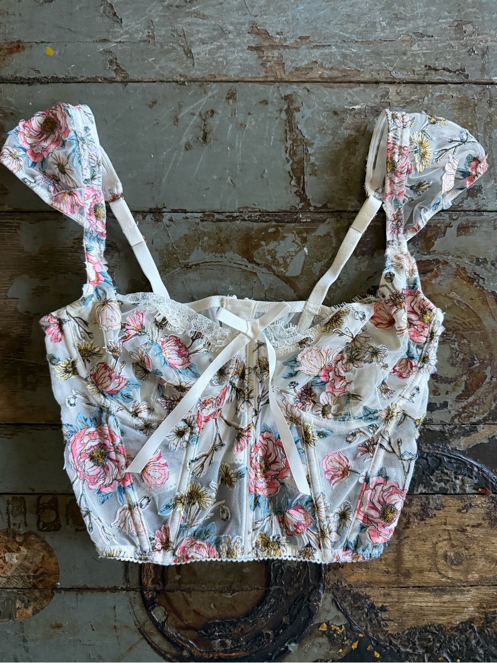 Victoria's Secret Dream Angels Floral Lace Trim Corset Bustier